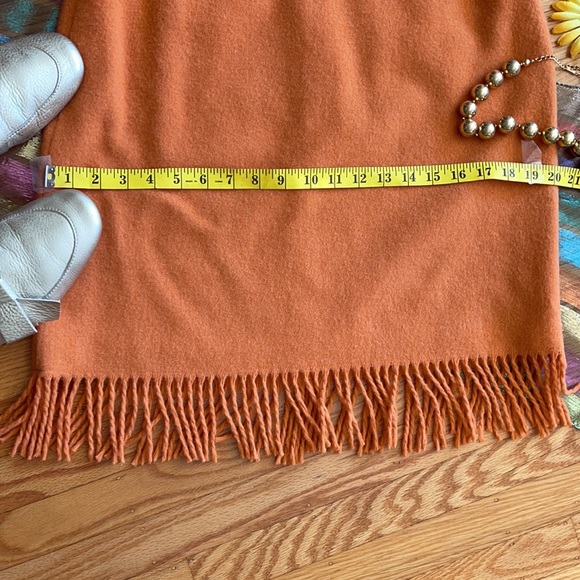 🎃 VINTAGE; Jones New York Wool w/Fringe Pumpkin-Colored Skirt Misses Sz. M/10!! - Picture 9 of 10